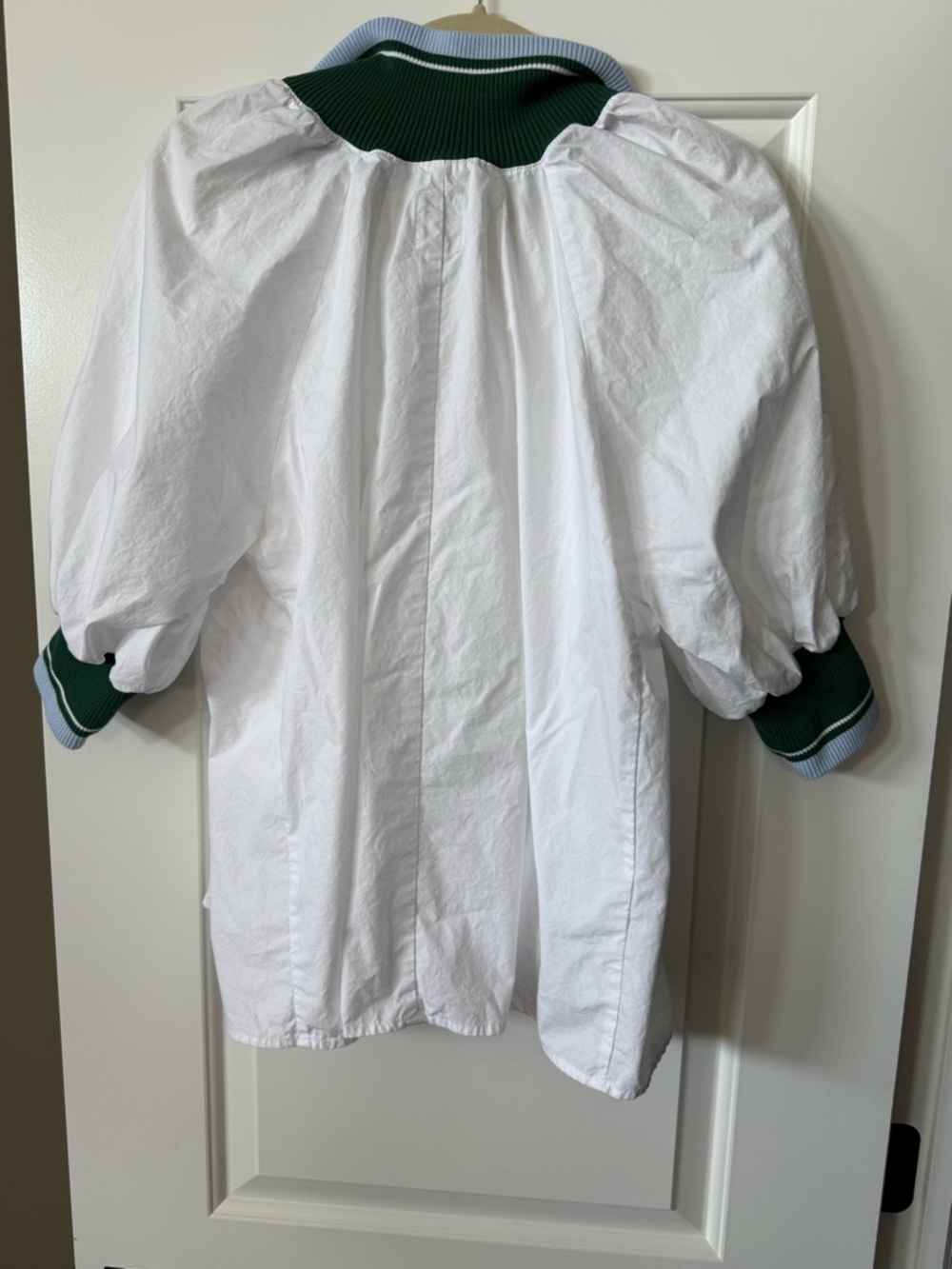 Maeve White Zip Jacket with Green/blue Ribbed Collar XL - Picture 5 of 5
